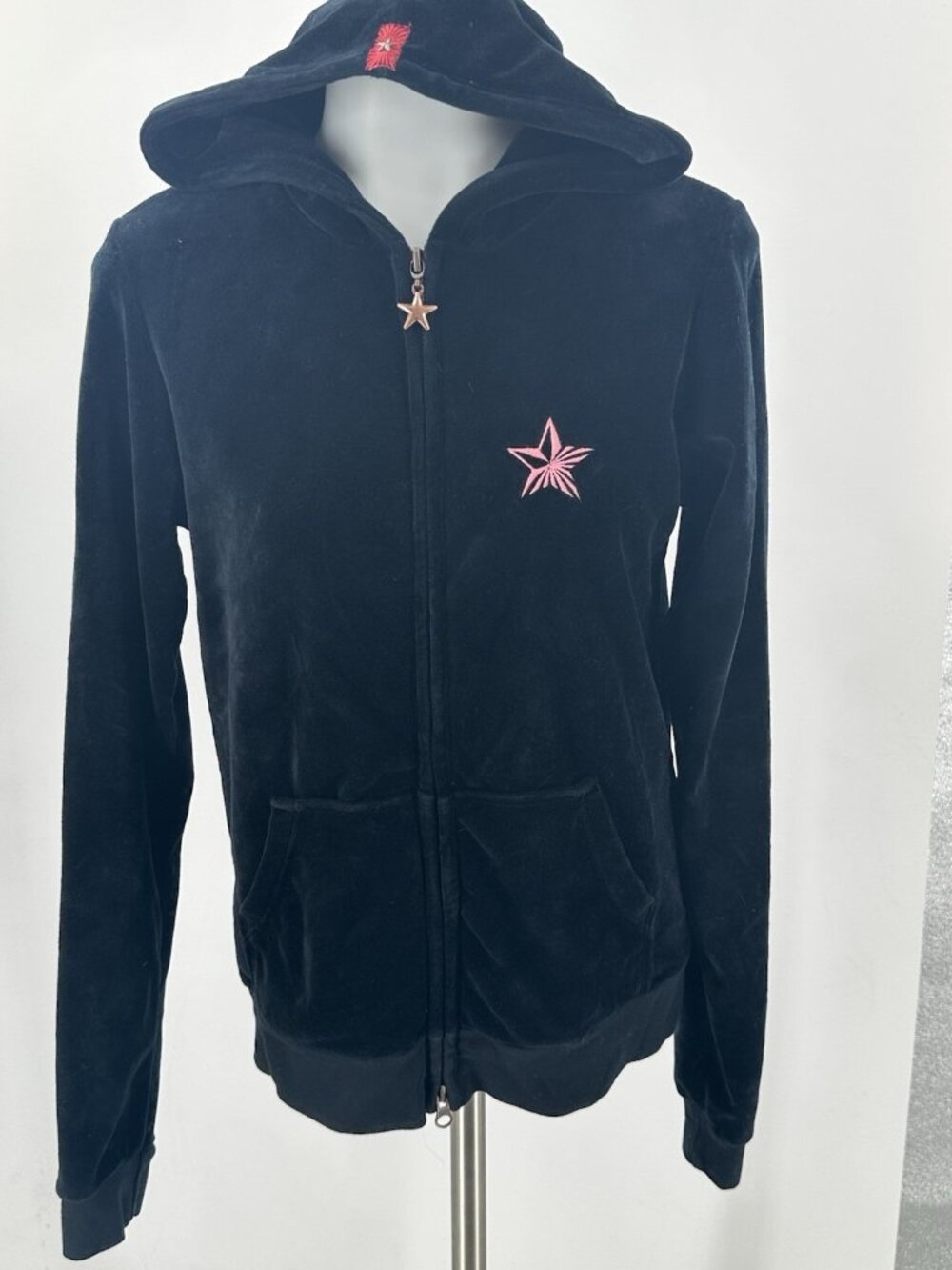 People's Liberation Hoodie Zipper Front Jacket Velour Black Logo Large